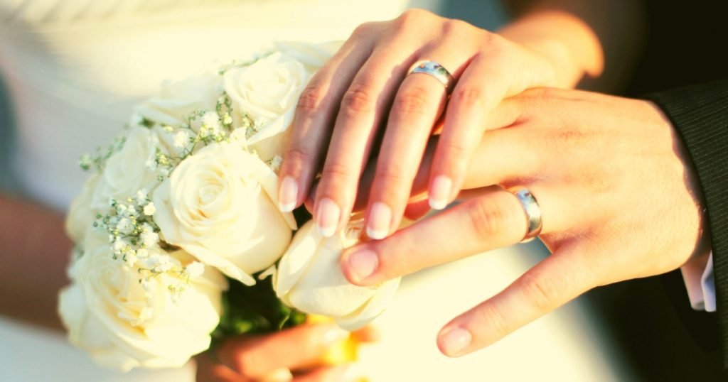 Wedding Rings and Bridal Bouquet